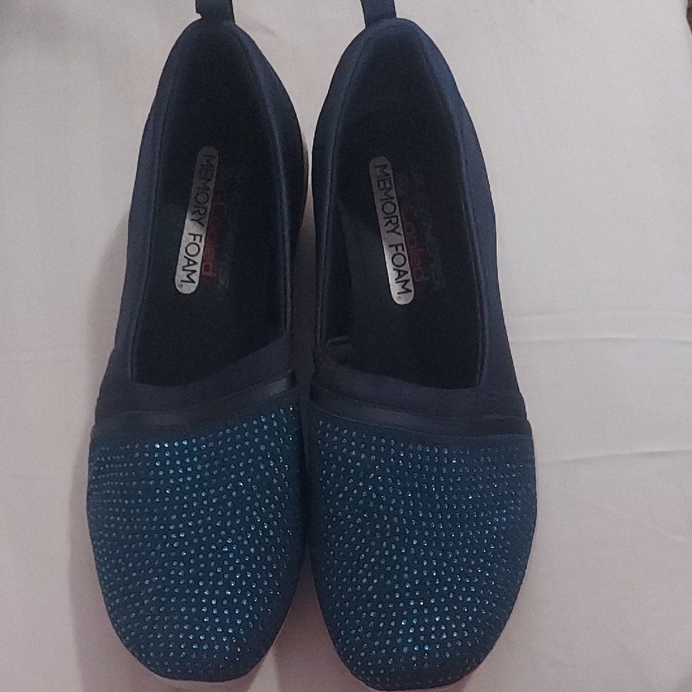 Skechers Blue Flats with Rhinestone Embellishments